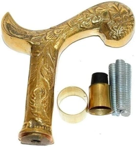 Brass Victorian Flower Design Head Handle Only for Walking Cane Wooden Stick - Picture 1 of 8
