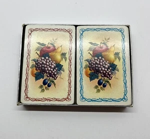 Vintage Playing Cards Double Pack Carlyle Red & Blue Fruit Art Assorted Games - Picture 1 of 7
