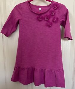 tea Collection 100% Cotton Kids Girl's Dress SIZE 4 Fuchsia Purple/Pink
