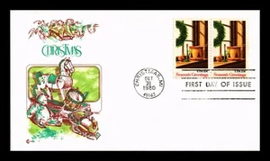 DR JIM STAMPS US COVER CHRISTMAS WREATH TOYS FDC PAIR COVER CRAFT CACHET INSERT - Picture 1 of 2