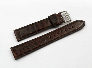 Strap Band Leather Crocodile Marrone Lucido 18/16mm Fibbia Acciaio Artigianale - Imagen 1 de 4