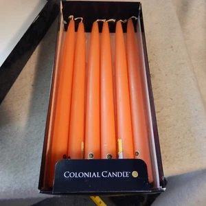 NOS Colonial Candle of Cape Cod 6 12" CORAL Box HANDIPT Candles Taper 2068 Peach - Picture 1 of 6
