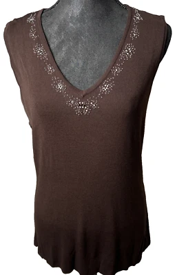 Elementz Women XL Brown Sleeveless Pullover Top Rayon Nylon - Image 1 of 4