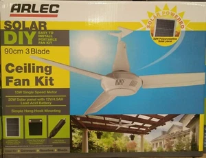 ARLEC™ DIY Solar 3-Blade 90cm Ceiling Fan Portable Kit Includes Panel & Battery - Picture 1 of 8