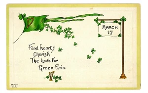 Día de San Patricio - AMOR POR LA ERINA VERDE - TRÉBOLES LLUVIOSOS - Postal en relieve - Imagen 1 de 2