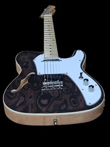 BRAND NEW CUSTOM 6 STRING BURL MAPLE TOP TELE STYLE ELECTRIC GUITAR & BAG - Picture 1 of 6