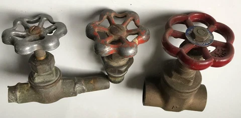 Steampunk lot 3 Valves & Handles Brass Industrial Art Lamp Plumbing Patina Cover
