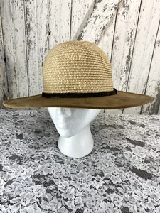 Olsenboye Tan Straw Paper Wide Brim Hat SPF Reading Face Cover - Picture 1 of 6