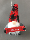 Ornement de Noël suspendu nom personnalisé Ganz "Mason" résine/tissu gnome