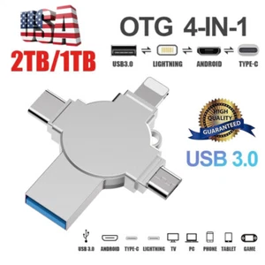 USB 3.0 Flash Drive For Iphone ipad Android Pen Drive 4 in 1 Memory stick Type-c - Picture 1 of 7