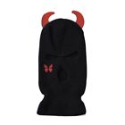 Full Face Cover Ski Mask Wool Beanies Bonnet Winter Hat Couple Hats with Ox-Horn