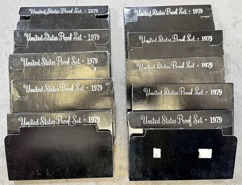 (10) 1979-S US Mint Proof Sets OGP Deep Cameo 50 Coins Wholesale Lot Cover
