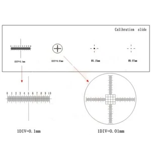 0,01 mm Mikroskop Objektträger Absehen Kalibrierung Objektträgerlineal Cross Stage Mikrometer - Bild 1 von 5