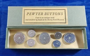 Set of 7 Pewter Buttons, from Henry Ford Museum, Cast from Antique Mold - Picture 1 of 3
