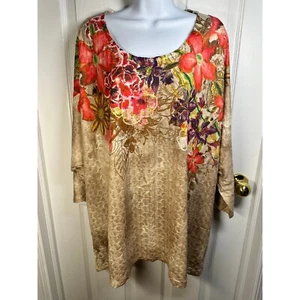 Maggie Barnes Catherine's Floral Print Tunic Top Blouse Lightweight Plus Size 2X - Picture 1 of 5
