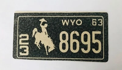 Pegatina de matrícula WYOMING 1963 General Mills Wheaties cereal promoción caballo EE. UU. Foto 1 de 3