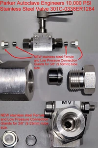 Válvula de acero inoxidable Parker Autoclave Engineers 10.000 PSI 301C-0338ER1284. - Imagen 1 de 12