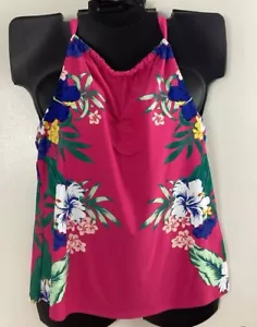 Costume da bagno taglia 16 senza filo Tankini Cageback ROSA TROPICALE Cacique Lane Bryant nuovo - Foto 1 di 14