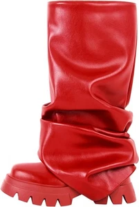 sexytag Women's Metallic Boots Slouchy Foldover Platform Round Toe Western...  - Picture 1 of 61