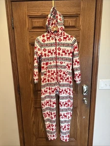 Hanna Andersson Dear Deer Marshmallow Fleece One Piece Pajama Big Kid/Teen Sz L - Picture 1 of 11