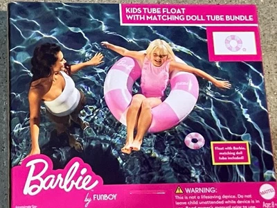 Barbie™ de Funboy Rosa y Blanco Rayas 34" Niños Tubo y Barbie Muñeca Tubo Flotador Foto 1 de 4