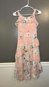 Speechless Kids Dress Girls 12 Pink Floral Ruffle Asymmetrical Layered Zipper - Picture 1 of 9