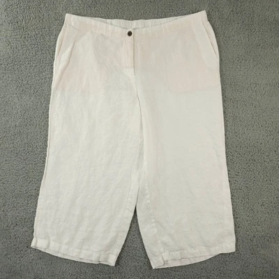 Брюки женские J Jill 3X Plus белые любовные льняные широкие эластичные на талии укороченные прибрежные - Изображение 1 из 4