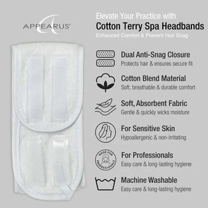 24-Pack Soft Cotton Terry Spa Headbands - Salon Makeup Hair Wrap - AH1003x24 - Picture 1 of 9