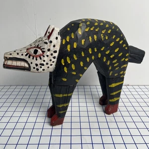 Mexikanischer Holz Wolf Hund Oaxaca Alebrije Stil Volkskunst geschnitzt bemalt - Bild 1 von 8