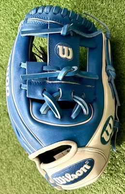 "Guante de béisbol Wilson A2000 adulto 11,5"" interior nuevo con etiquetas stock profesional cuero azul blanco" Foto 1 de 4