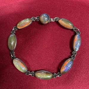 Brazalete vintage de plata de ley 925 Art Deco aliento de dragón años 20 - Imagen 1 de 7