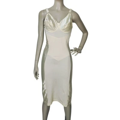 Sutiã modelador vintage anos 70 Crown-ette 4423 boudoir peignoir cinto deslizamento completo 38B - Imagem 1 de 4