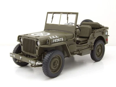 Willys Jeep Aperto US ARMY Militare 1941 Verde Oliva Modellino 1:18 Welly - Immagine 1 di 4