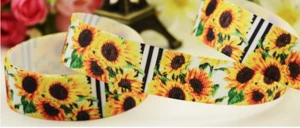 Grosgrain Stunning Sunflower Floral Flower Ribbon 1" 25mm - Picture 1 of 1