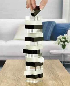 Drew & Jonathan Home Acrylic Blockstak Game, Tumble Tower Stacking Jenga Game - Picture 1 of 9