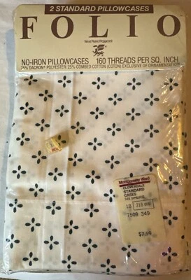 Vntg NOS Set 2 West Point Pepperell Folio Standard Size Pillowcase No Iron - Image 1 of 4