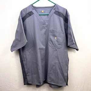 CARHARTT Scrub Shirt Mens 2X Gray Short Sleeve Pockets Nursing Work Jacket Top - Picture 1 of 5