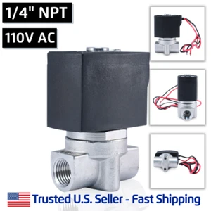 Válvula solenoide eléctrica de acero inoxidable 1/4" SS 110V CA agua gas 110 120 voltios - Imagen 1 de 6