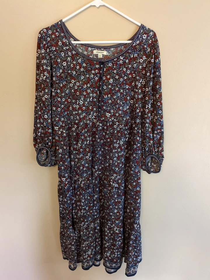 Max Studio платье женщин L цветы ярусный макси богемное прерии крестьянин Cottagecore - Изображение 1 из 4