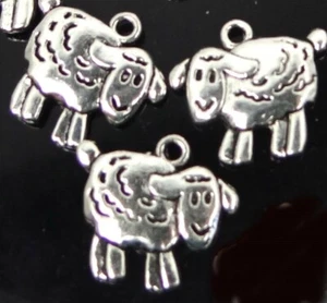 10 Sheep Charms Antique Silver Pewter Lamb Pendants 18x16mm - Picture 1 of 3