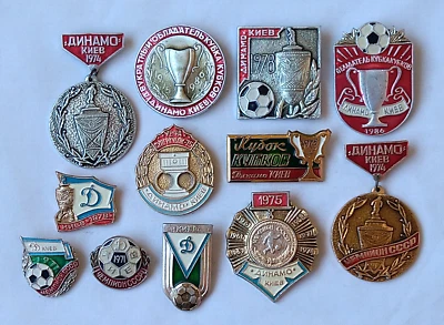 Dynamo Kyiv Soviet Soccer pins Lot 12x Football Championship USSR team Badge set - Image 1 of 4