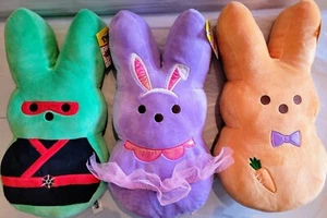 3x 2024 Conejo de Pascua Peeps 13” Juego de Tutúes de Peluche Naranja Verde Ninja Púrpura - Imagen 1 de 13