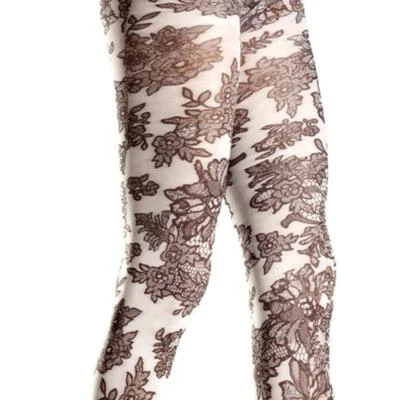 Floral Print Tights Pantyhose Opaque Woven Flowers Dress Up Costume Hosiery 682 - Image 1 of 2