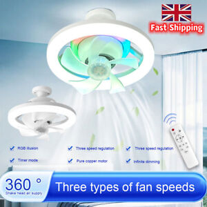 Adjustable Modern Led Ceiling Fan with Light E27 Bedroom Living Room Fan Lamp UK
