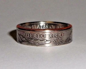 "versiegelt" PUERTO RICO US QUARTER handgefertigter Münzring oder Anhänger Gr. 4-14 - Bild 1 von 2