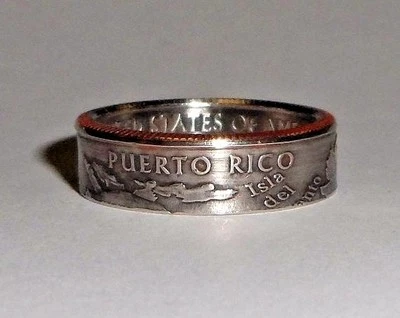 "Sealed" PUERTO RICO US STATE QUARTER handcrafted coin ring or pendant size 4-14 - Image 1 of 2