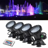 36LED RGB Aquarium Light Submersible Fountain Underwater Pond Spot Lights+Remote