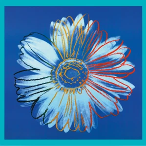 DAISY - Andy WARHOL blue&blue 90x90 PopArt impresión artística póster cartel imagen NUEVO - Imagen 1 de 1