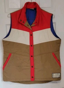 Kavu Insulated Puffer Vest Men’s Sz XL Red Cream Tan Blue - Picture 1 of 8