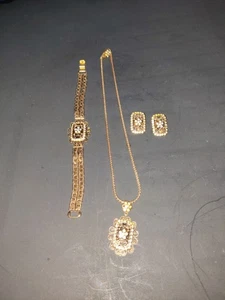 Conjunto de disfraces de joyería vintage Sarah Coventry Queen Victoria estrás 1950 *Nuevo* - Imagen 1 de 4
